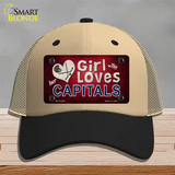 This Girl Loves Her Capitals Novelty License Plate Hat Mesh / Khaki|Black