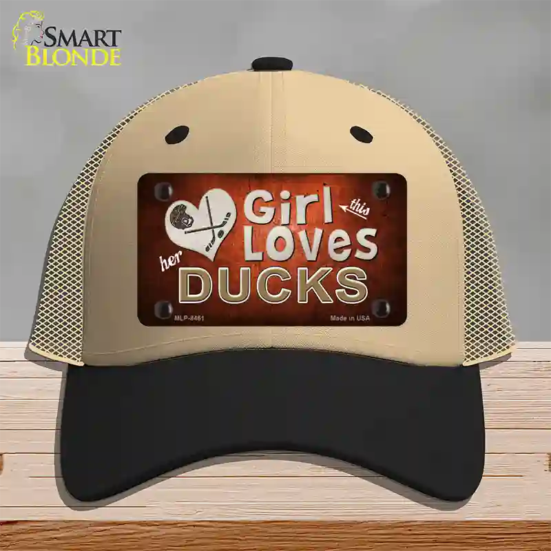 This Girl Loves Her Ducks Novelty License Plate Hat Mesh / Khaki|Black