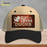 This Girl Loves Her Ducks Novelty License Plate Hat Mesh / Khaki|Black