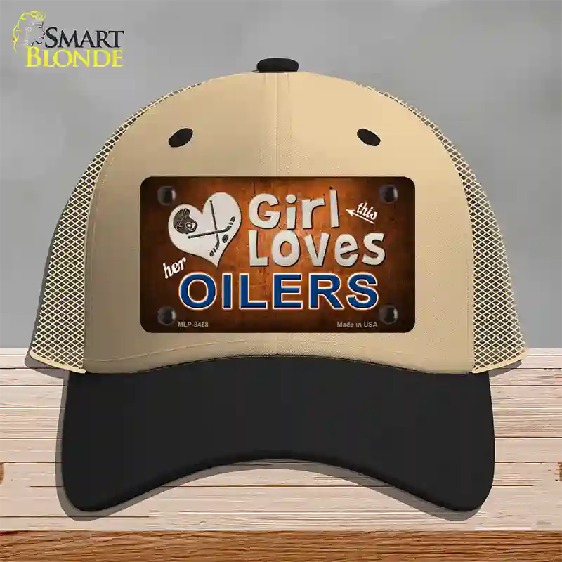 This Girl Loves Her Oilers Novelty License Plate Hat Mesh / Khaki|Black