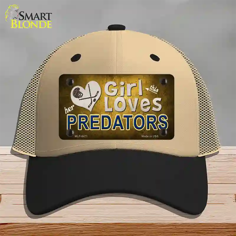 This Girl Loves Her Predators Novelty License Plate Hat Mesh / Khaki|Black