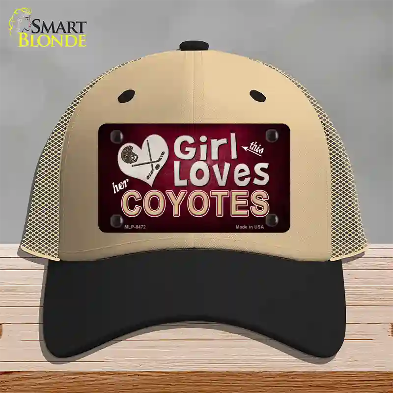 This Girl Loves Her Coyotes Novelty License Plate Hat Mesh / Khaki|Black