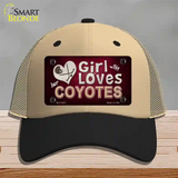 This Girl Loves Her Coyotes Novelty License Plate Hat Mesh / Khaki|Black