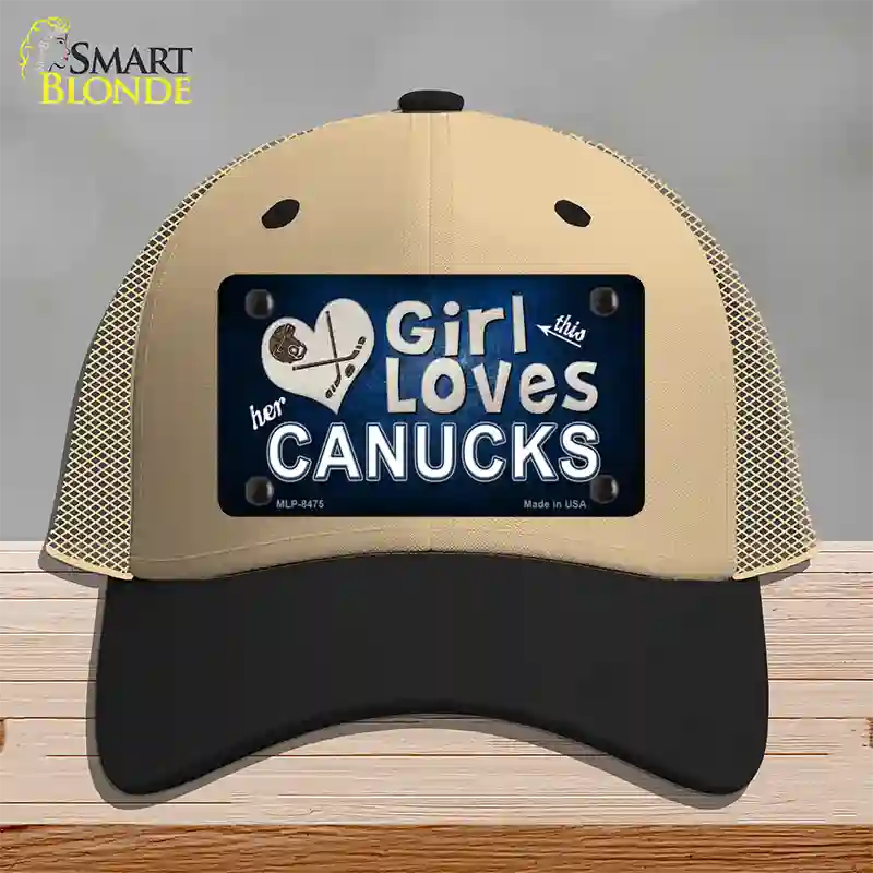 This Girl Loves Her Canucks Novelty License Plate Hat Mesh / Khaki|Black