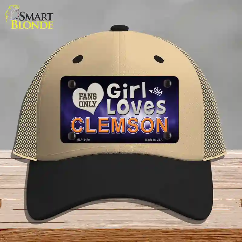 This Girl Loves Clemson Novelty License Plate Hat Mesh / Khaki|Black