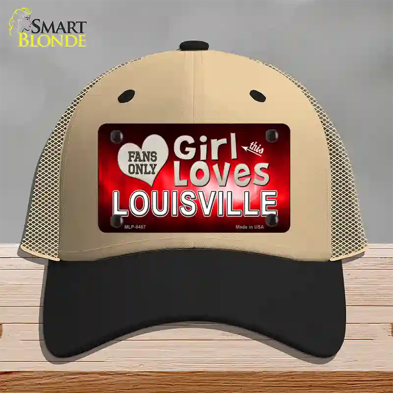 This Girl Loves Louisville Novelty License Plate Hat Mesh / Khaki|Black