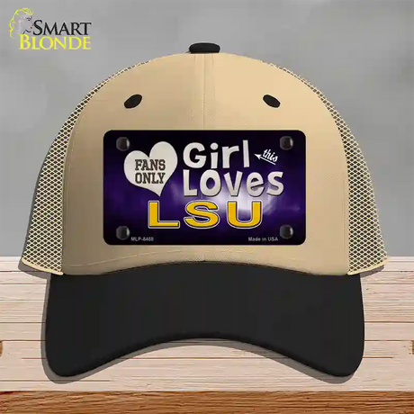 This Girl Loves LSU Novelty License Plate Hat Mesh / Khaki|Black