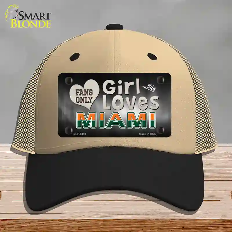 This Girl Loves Miami Novelty License Plate Hat Mesh / Khaki|Black