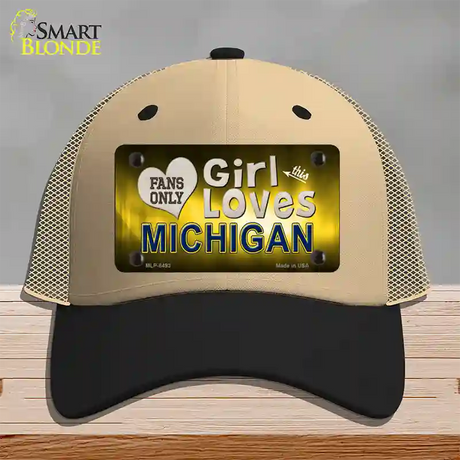 This Girl Loves Michigan Novelty License Plate Hat Mesh / Khaki|Black