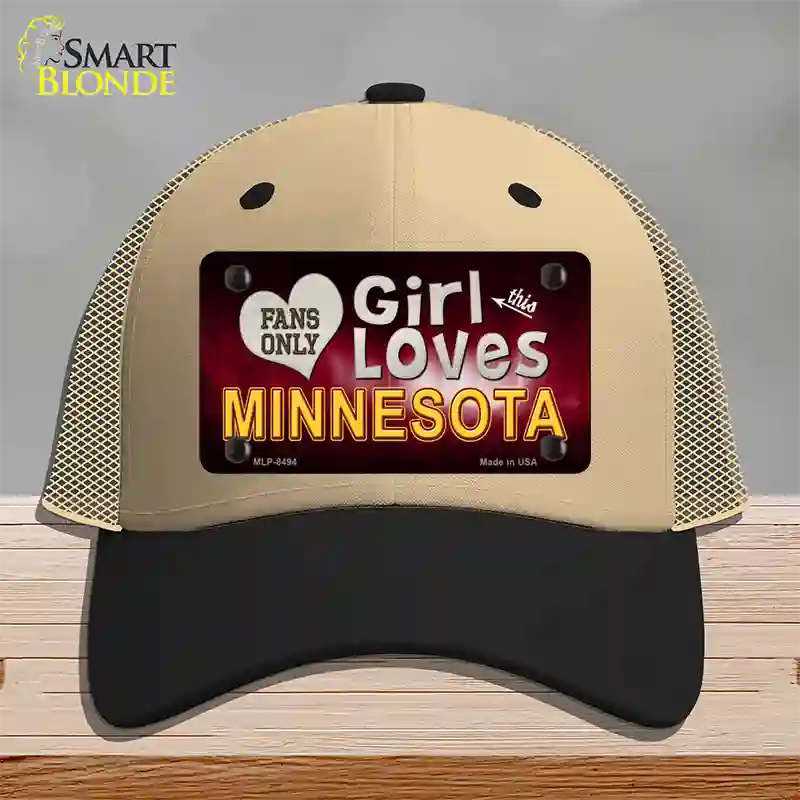 This Girl Loves Minnesota Novelty License Plate Hat Mesh / Khaki|Black