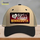 This Girl Loves Minnesota Novelty License Plate Hat Mesh / Khaki|Black