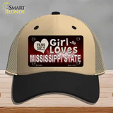 This Girl Loves Mississippi State Novelty License Plate Hat Mesh / Khaki|Black