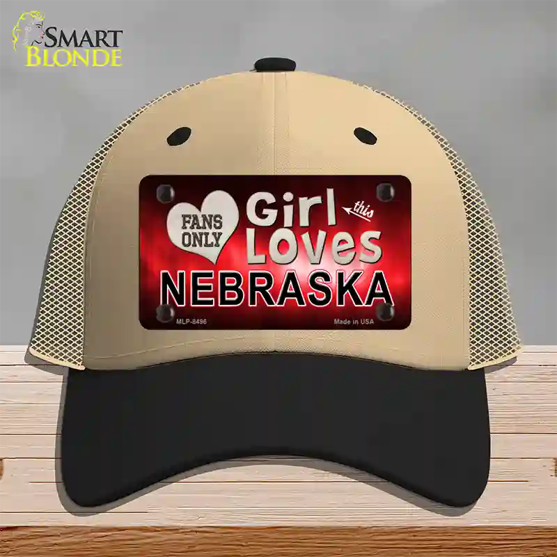 This Girl Loves Nebraska Novelty License Plate Hat Mesh / Khaki|Black