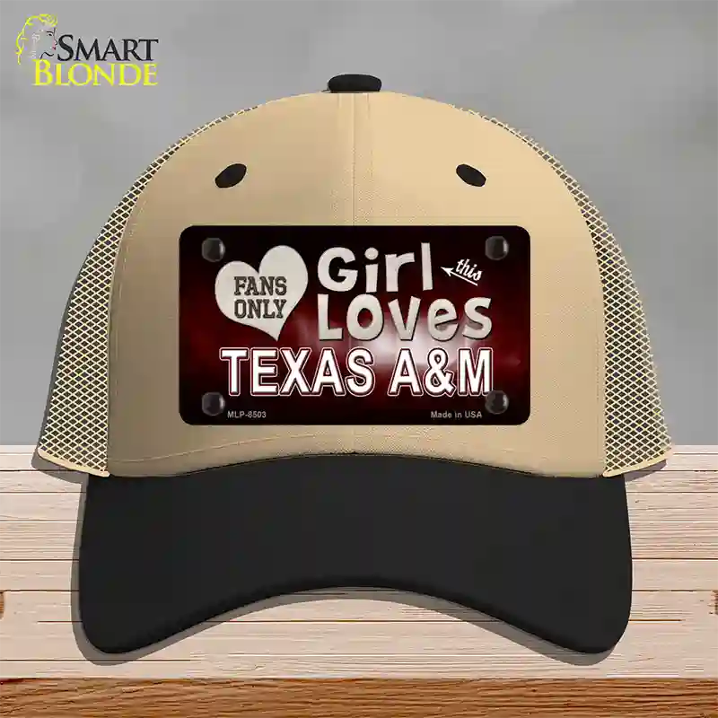 This Girl Loves Texas A&M Novelty License Plate Hat Mesh / Khaki|Black