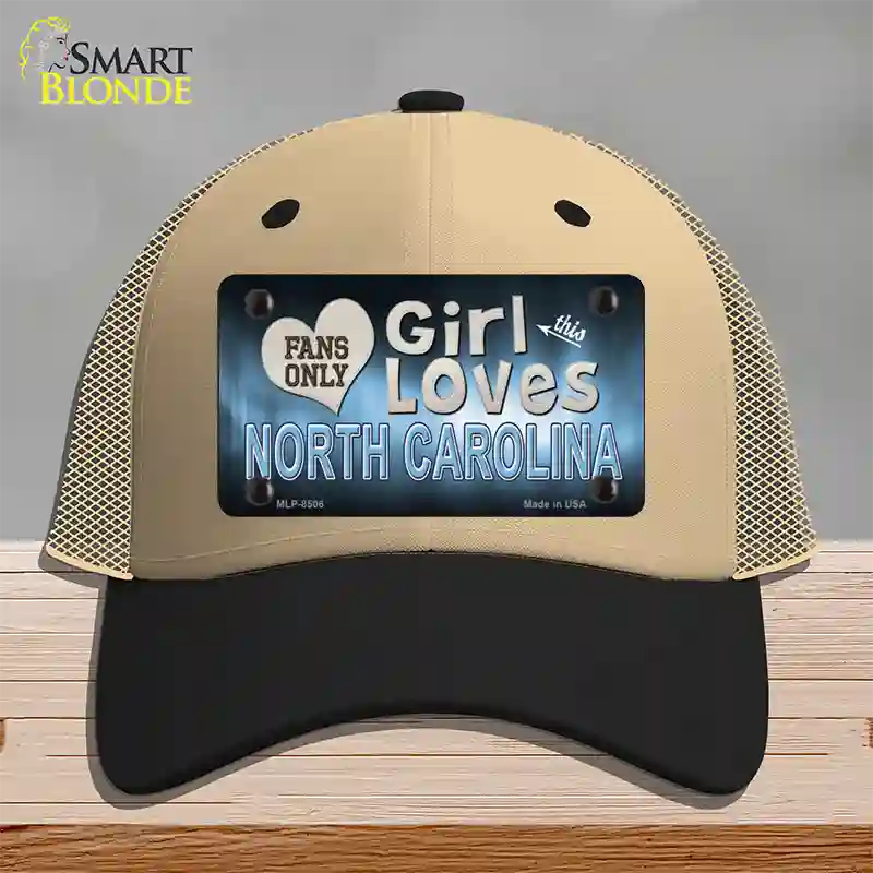 This Girl Loves North Carolina Novelty License Plate Hat Mesh / Khaki|Black