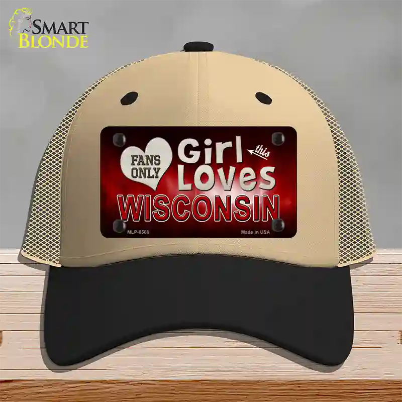 This Girl Loves Wisconsin Novelty License Plate Hat Mesh / Khaki|Black