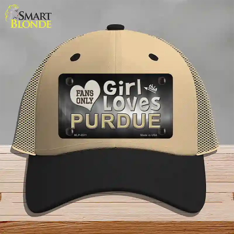 This Girl Loves Purdue Novelty License Plate Hat Mesh / Khaki|Black