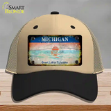 Michigan Rusty State Novelty License Plate Hat Mesh / Khaki|Black