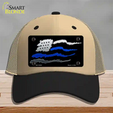 Thin Blue Line Flag Novelty License Plate Hat Mesh / Khaki|Black