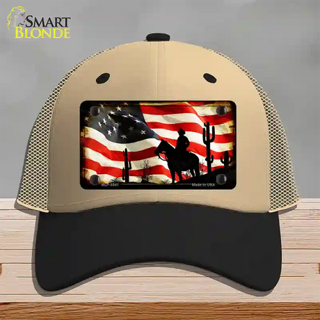 American Cowboy Novelty License Plate Hat Mesh / Khaki|Black