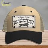 Gate Open Novelty License Plate Hat Mesh / Khaki|Black