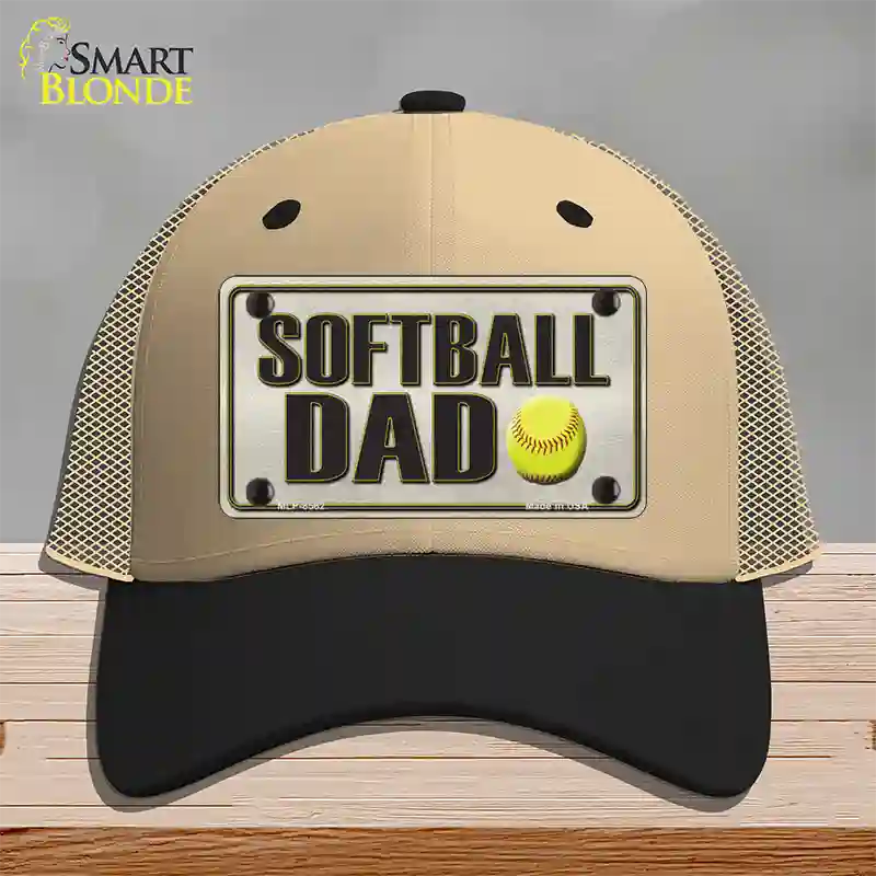 Softball Dad Novelty License Plate Hat Mesh / Khaki|Black