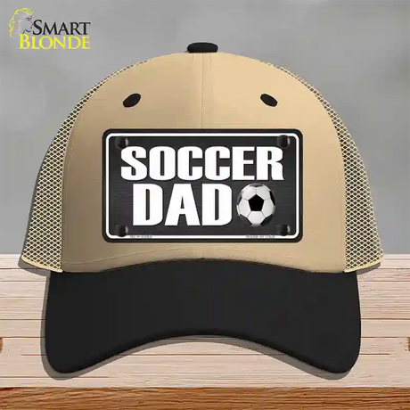 Soccer Dad Novelty License Plate Hat Mesh / Khaki|Black