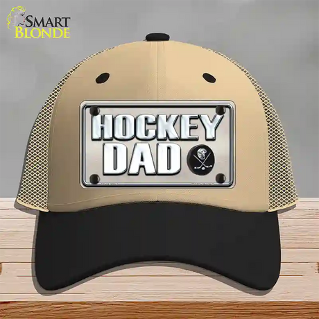 Hockey Dad Novelty License Plate Hat Mesh / Khaki|Black