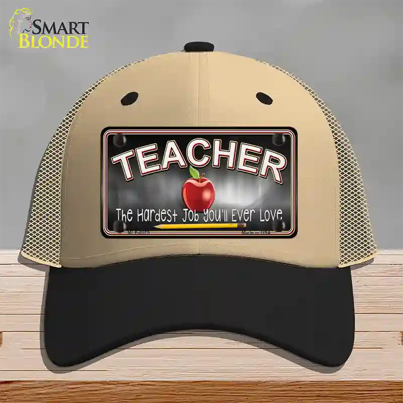 Teacher Novelty License Plate Hat Mesh / Khaki|Black