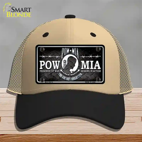 POW MIA Novelty License Plate Hat Mesh / Khaki|Black