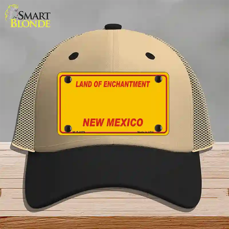 New Mexico Yellow Novelty License Plate Hat Mesh / Khaki|Black