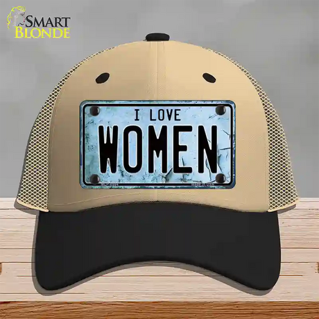 I Love Women Novelty License Plate Hat Mesh / Khaki|Black