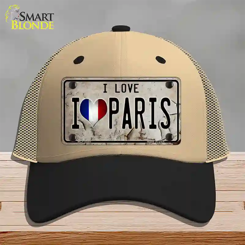 I Love Paris Novelty License Plate Hat Mesh / Khaki|Black