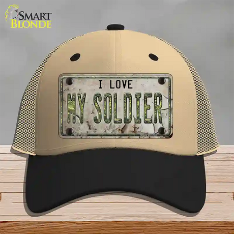 I Love My Solider Novelty License Plate Hat Mesh / Khaki|Black