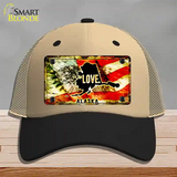 Alaska Love Novelty License Plate Hat Mesh / Khaki|Black