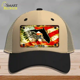 Florida Love Novelty License Plate Hat Mesh / Khaki|Black