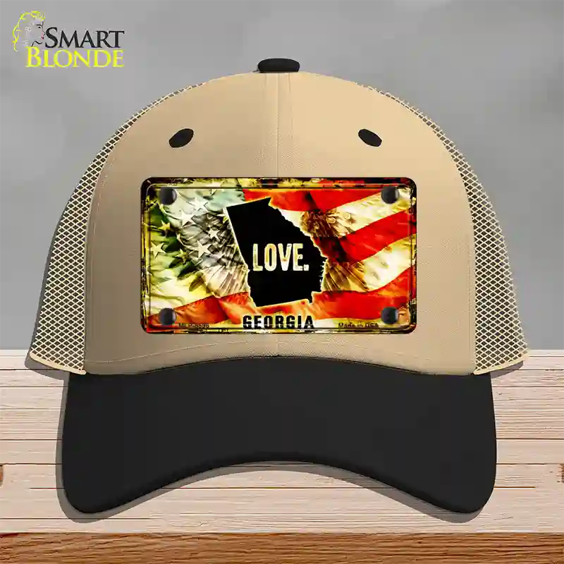 Georgia Love Novelty License Plate Hat Mesh / Khaki|Black