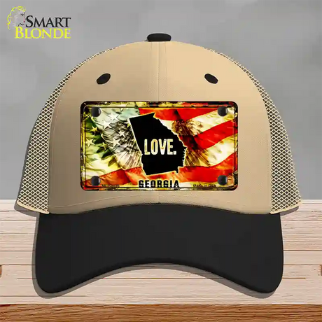 Georgia Love Novelty License Plate Hat Mesh / Khaki|Black