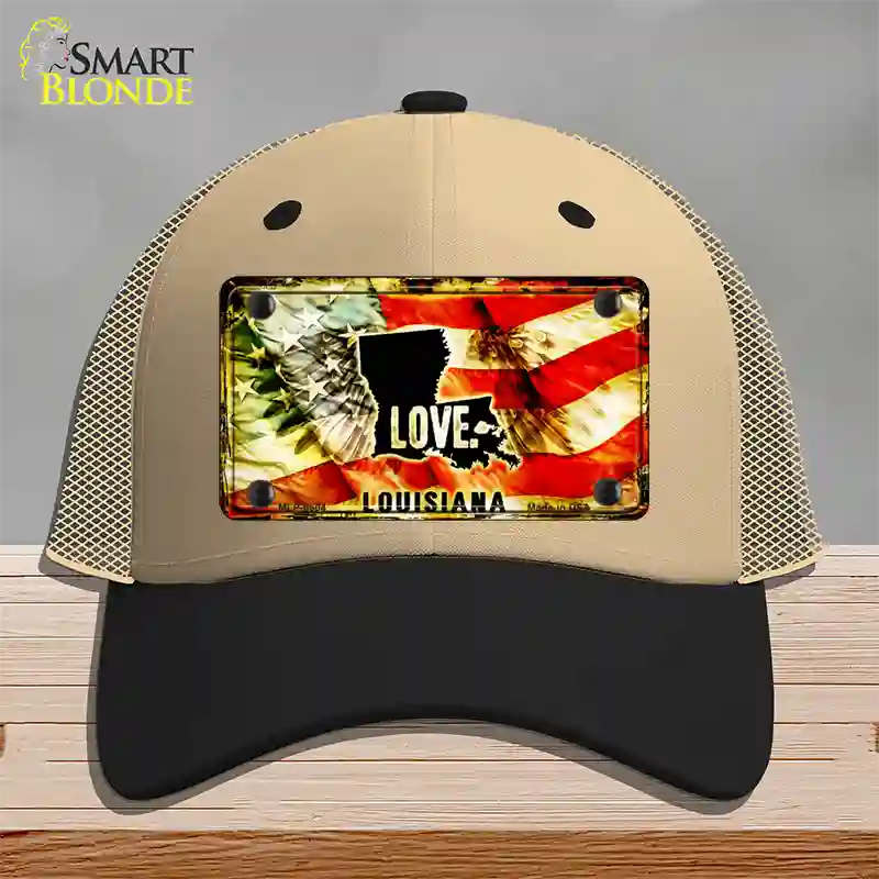 Louisiana Love Novelty License Plate Hat Mesh / Khaki|Black