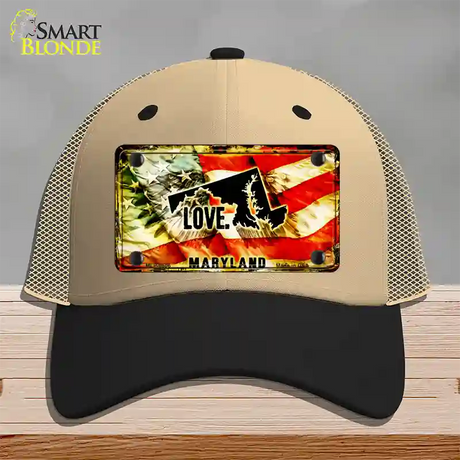 Maryland Love Novelty License Plate Hat Mesh / Khaki|Black