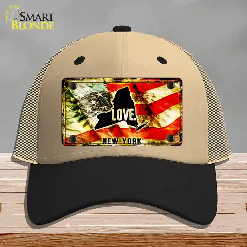 New York Love Novelty License Plate Hat Mesh / Khaki|Black