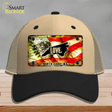 North Carolina Love Novelty License Plate Hat Mesh / Khaki|Black