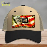 Oklahoma Love Novelty License Plate Hat Mesh / Khaki|Black