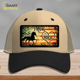 I Love My Horse Novelty License Plate Hat Mesh / Khaki|Black