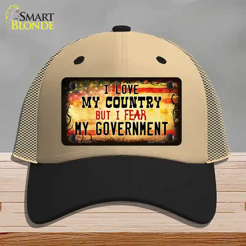 I Love My Country Novelty License Plate Hat Mesh / Khaki|Black