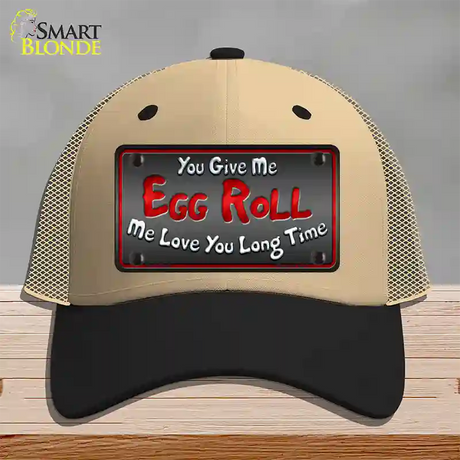 Egg Roll Novelty License Plate Hat Mesh / Khaki|Black