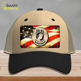 POW MIA With USA Flag Novelty License Plate Hat Mesh / Khaki|Black