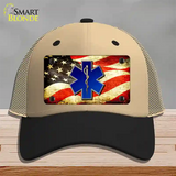 EMT Logo With USA Flag Novelty License Plate Hat Mesh / Khaki|Black