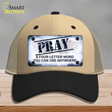 Pray Novelty License Plate Hat Mesh / Khaki|Black