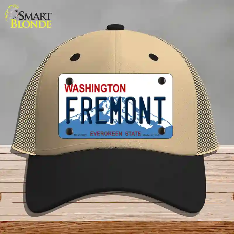 Fremont Washington Novelty License Plate Hat Mesh / Khaki|Black